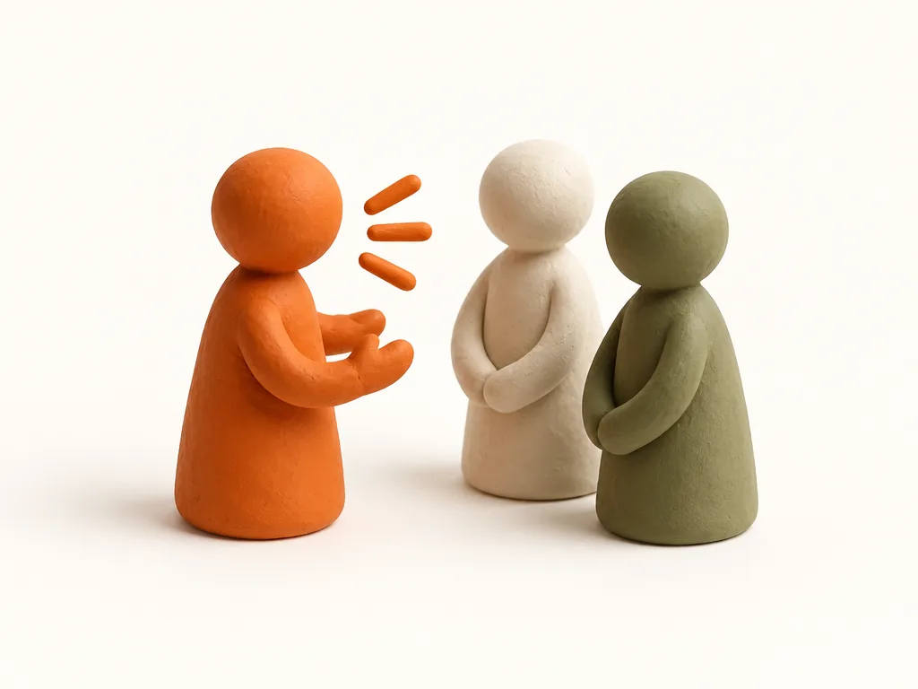 Clay figures in a customer conversation