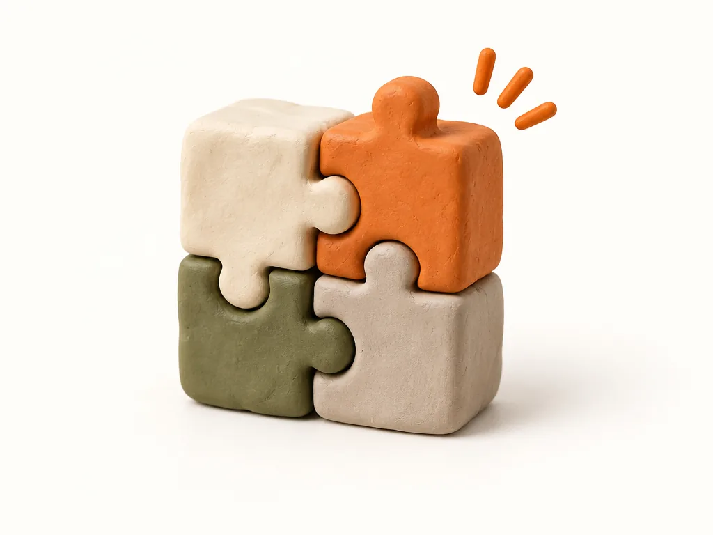 Interlocking clay blocks representing matched funding