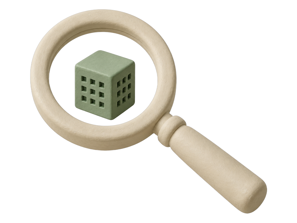 Clay illustration of buildings representing target companies